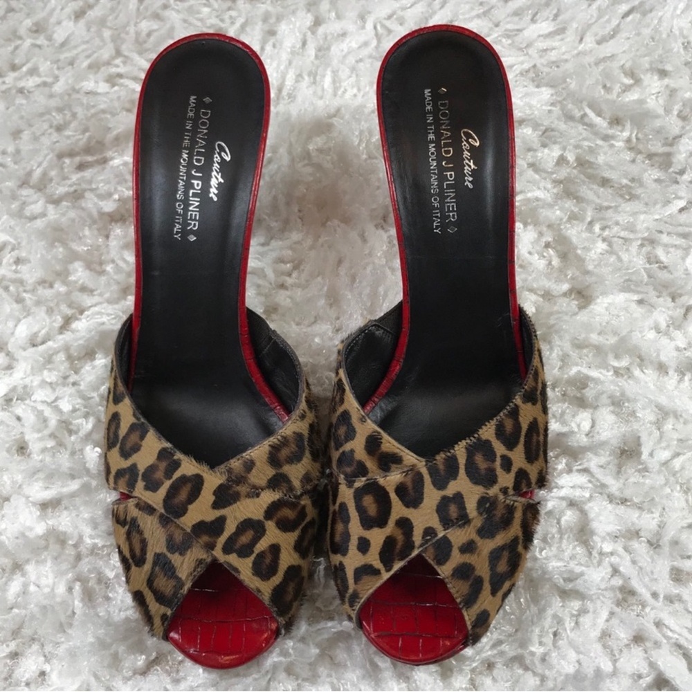 Donald J. Pliner Couture Vintage All Leather Leopard pin up heels - Picture 2 of 15